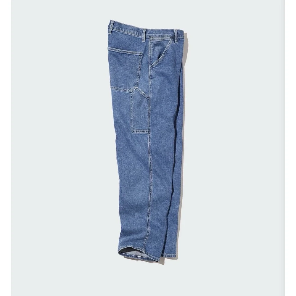 Uniqlo Denim Work Pants XL 36-39 Light Wash Stretch Carpenter Utility Jeans